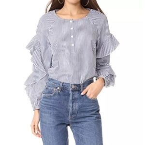 splendid stripped top with ruffle sleeves